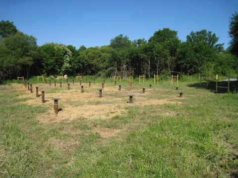vue d'ensemble des pilotis sur le terrain